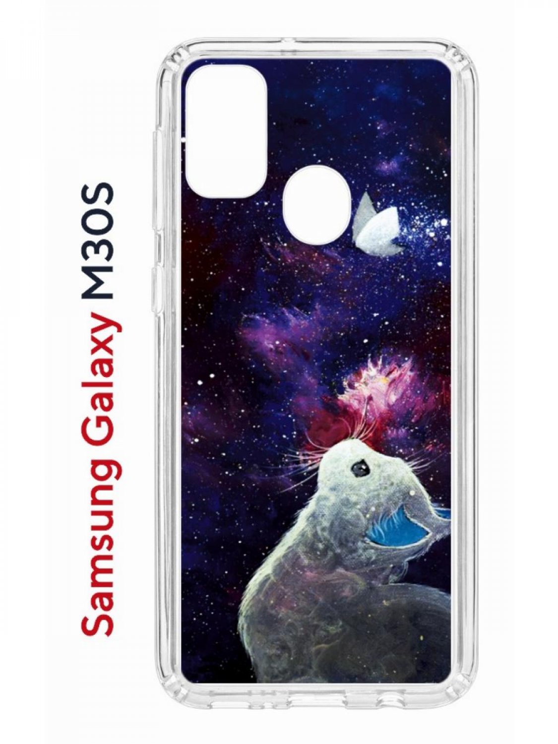 Чехол на Samsung M30S/M21 Kruche Print Мотылёк,противоударный бампер,с защитой камеры