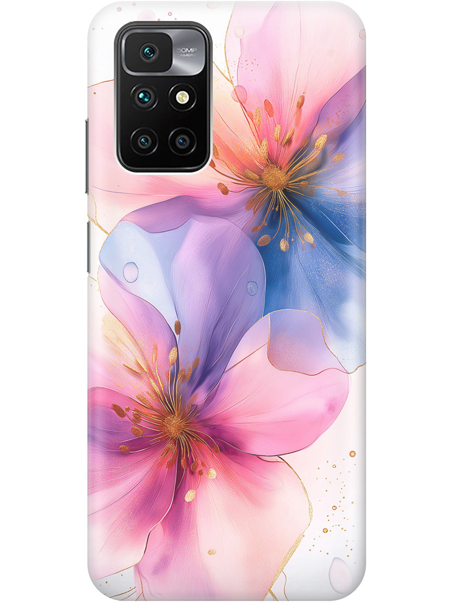 

Силиконовый чехол на Xiaomi Redmi 10 с принтом "Магические цветочки", Прозрачный;белый;розовый;синий, 731907123