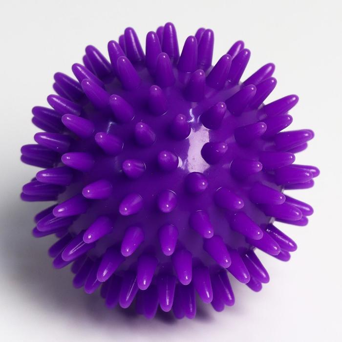 Массажный мяч Крошка Я с шипами, Веселый ежик, d 7 см, фиолетовый