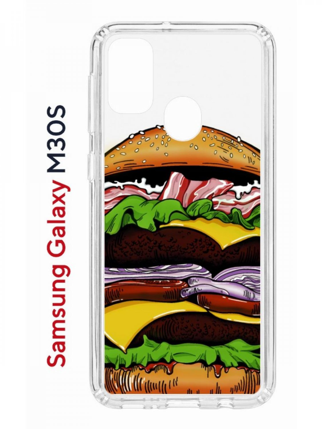 Чехол на Samsung M30S/M21 Kruche Print Бургер,противоударный бампер,с защитой камеры