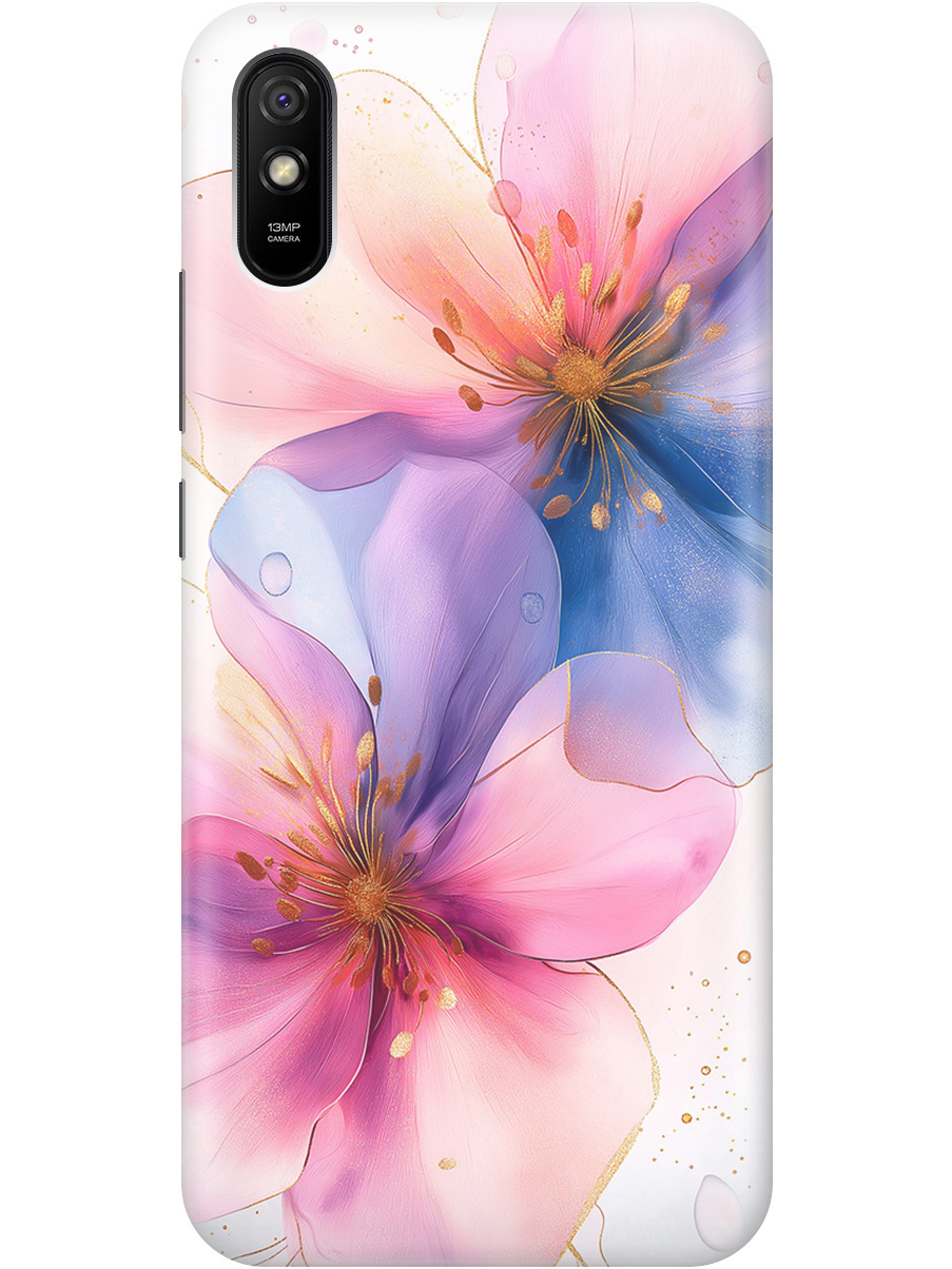 

Силиконовый чехол на Xiaomi Redmi 9A с принтом "Магические цветочки", Прозрачный;белый;розовый;синий, 723276923