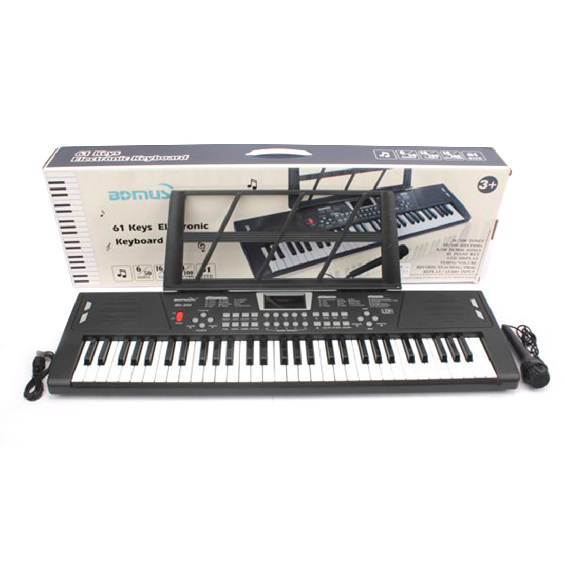 фото Синтезатор 54 клавиши, звук, свет, микрофон, запись, usb кабель наша игрушка bd-541