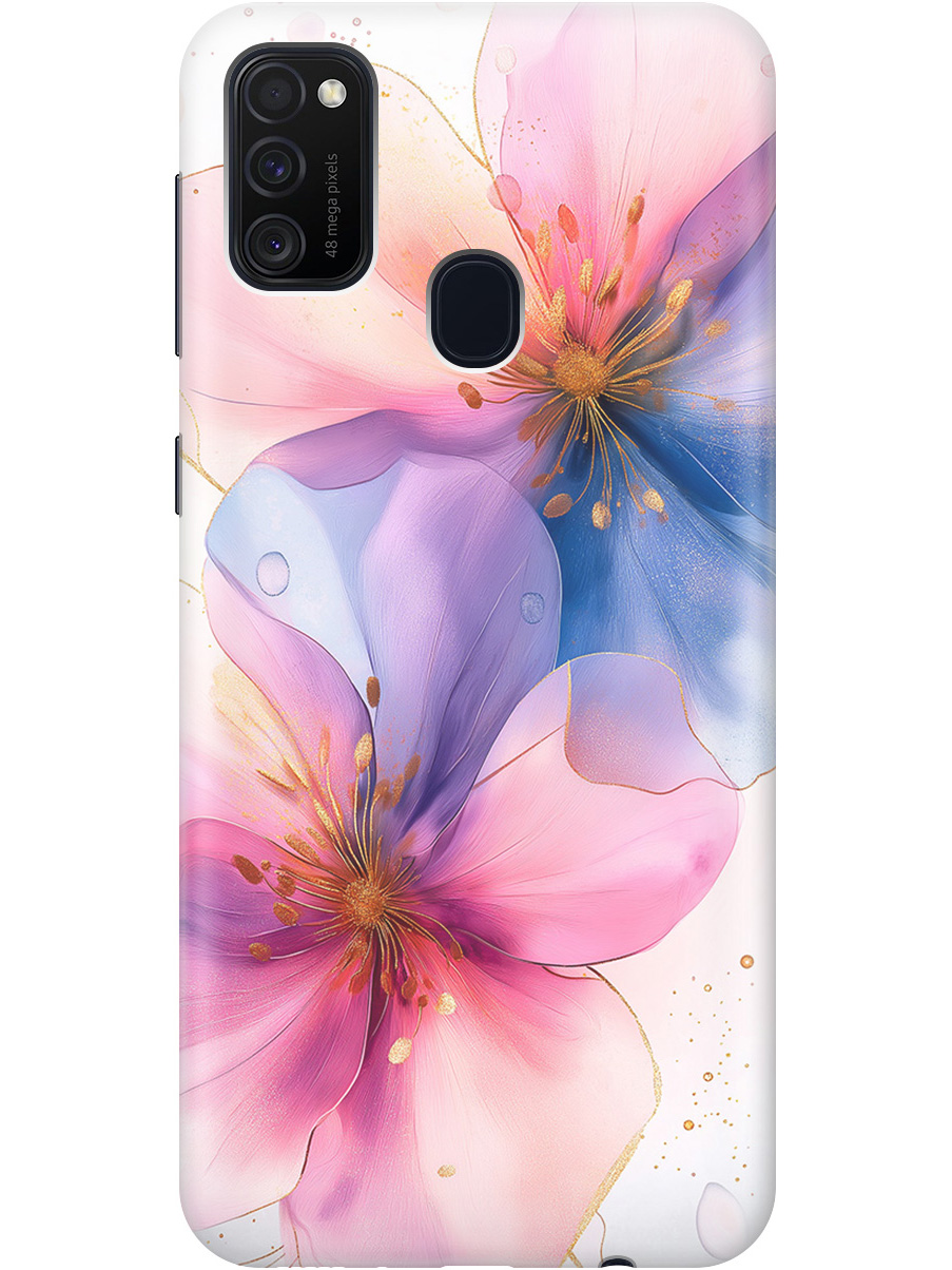 

Силиконовый чехол на Samsung Galaxy M21/M30s с принтом "Магические цветочки", Прозрачный;белый;розовый;синий, 723067623