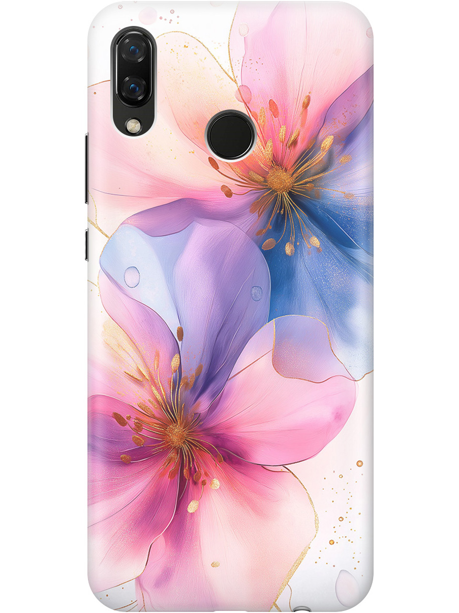 

Силиконовый чехол на Huawei Nova 3 с принтом "Магические цветочки", Прозрачный;белый;розовый;синий, 718981123