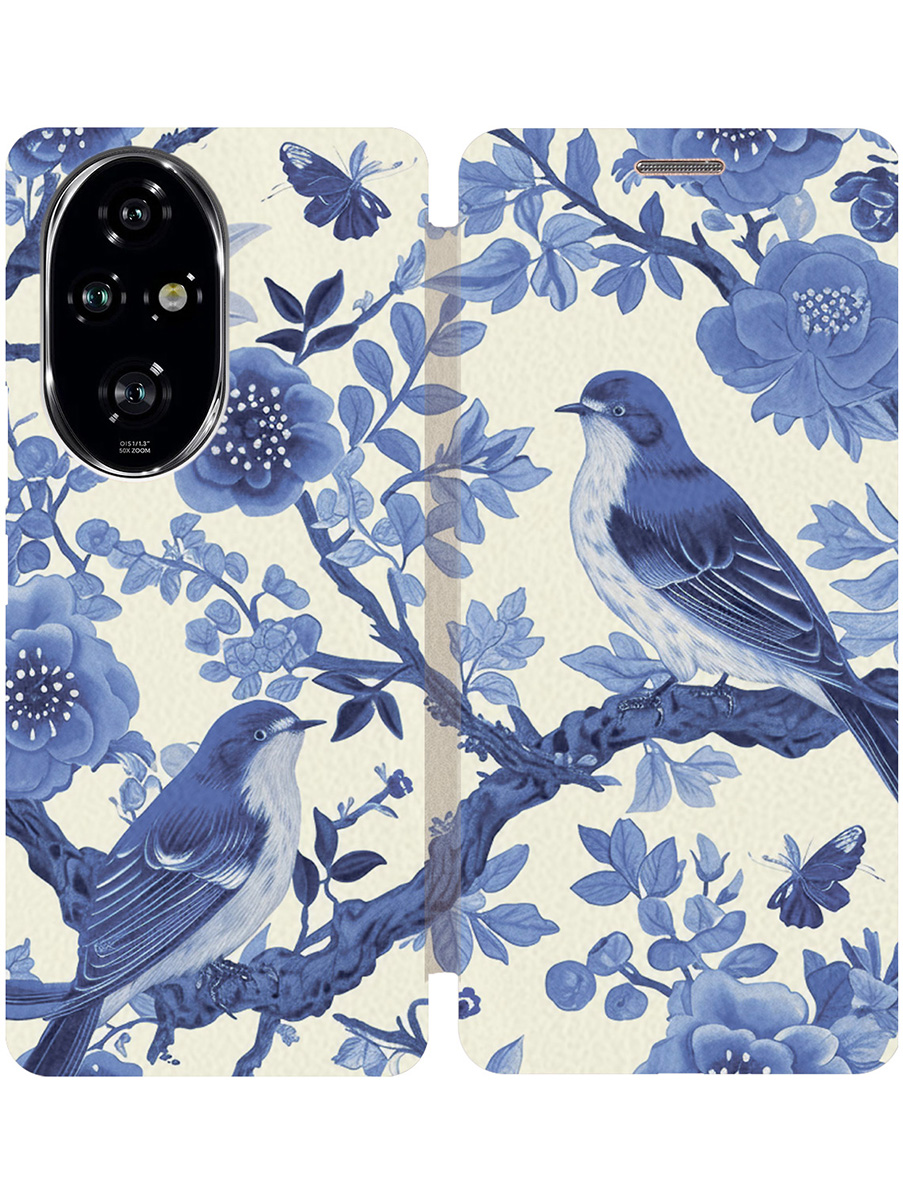 

Чехол-книжка на Honor 200 pro с принтом "Птички" золотой, Золотистый;белый;синий, 783979623