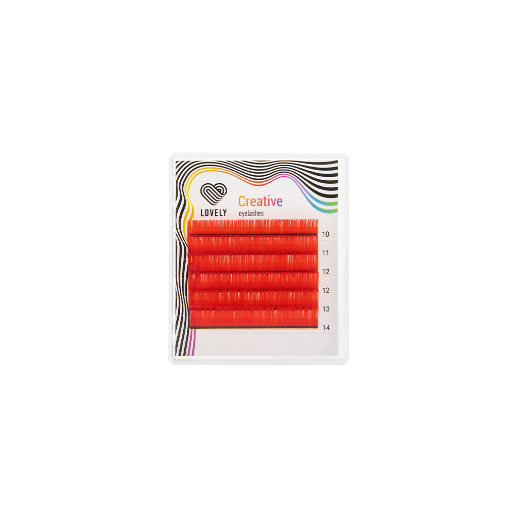 

Ресницы Lovely красные red мини 6 линий mix изгиб C+ толщина 0,07 длина 7-11