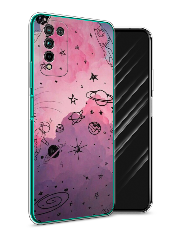 

Чехол Awog на Honor 10X Lite "Радуга планет 3", Черный;розовый, 6104650-4