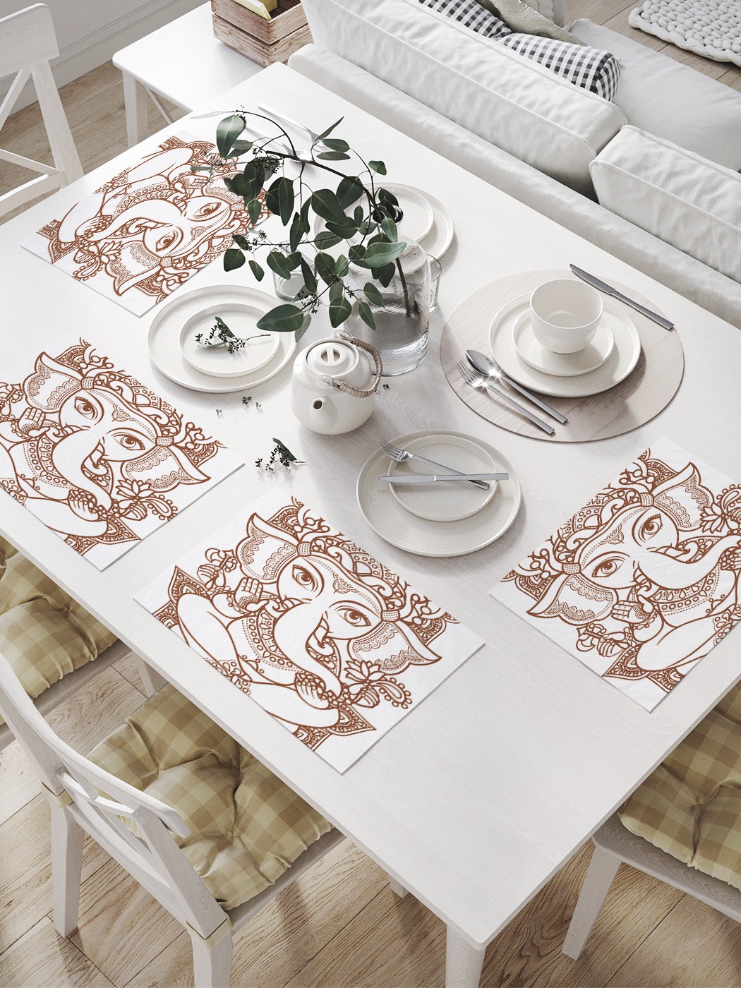 

Комплект салфеток JoyArty "Ганеша дудл" для сервировки стола (32х46 см, 4 шт.), Ганеша дудл