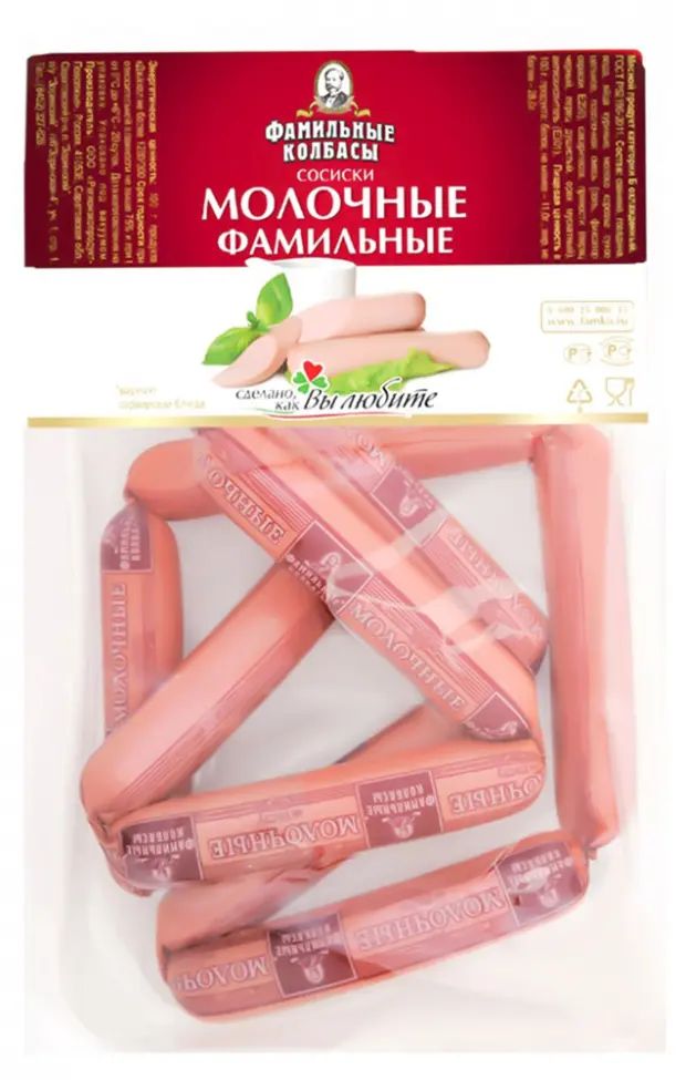 

Сосиски Фамильные Колбасы вареные категории В