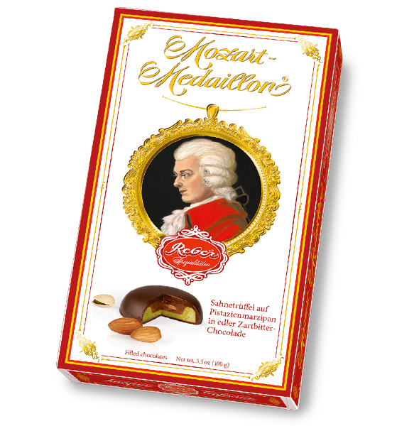

Конфеты Reber Mozart Medaillon горький шок. с фисташк. марципаном и сливочн. трюфелем 100г