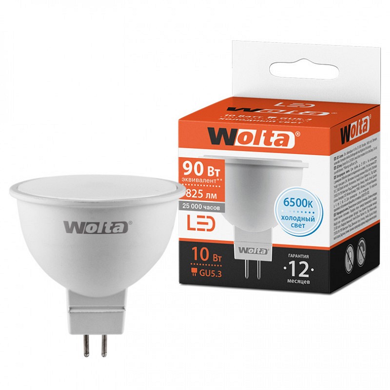 

Лампа WOLTA Led 25WMR16-220-10W GU5.3 6500K 366, WOLTA