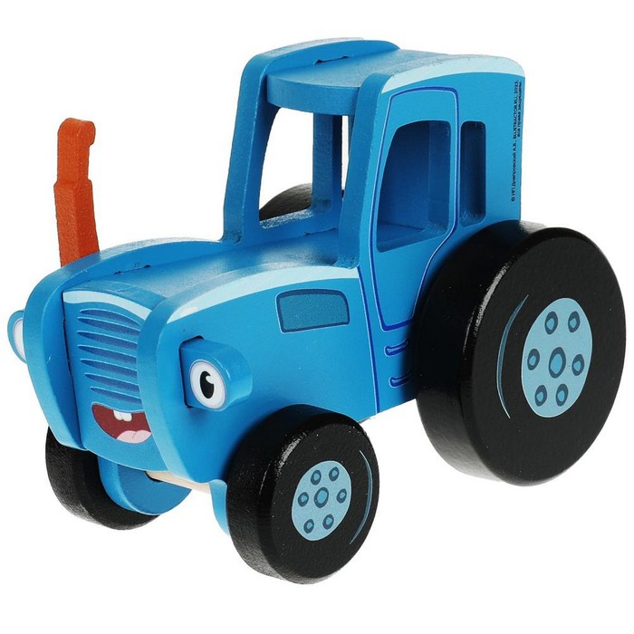 Игрушка деревянная Объемная каталка. Синий трактор 12 см