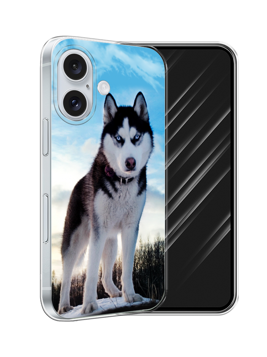 

Чехол Awog на Apple iPhone 16 "Хаски 3", Белый;черный;голубой, 16050-1