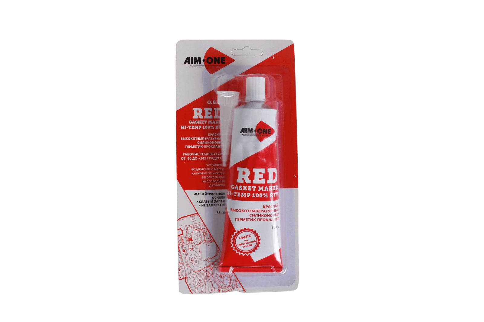 Герметик прокладка силиконовый термостойкий 85г (от -60С до +343С) красный,тюбик AIM-ONE G