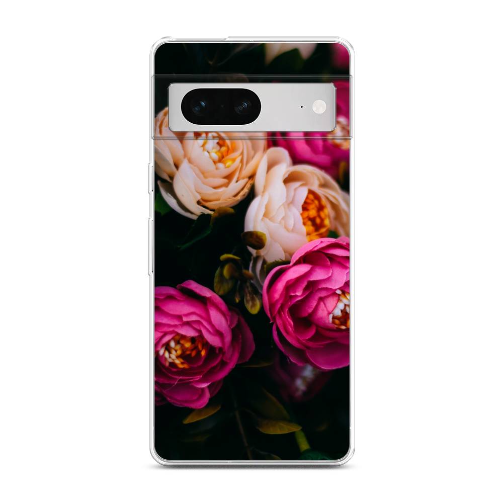 

Чехол Awog на Google Pixel 7 "Розовые пионы на черном", Разноцветный