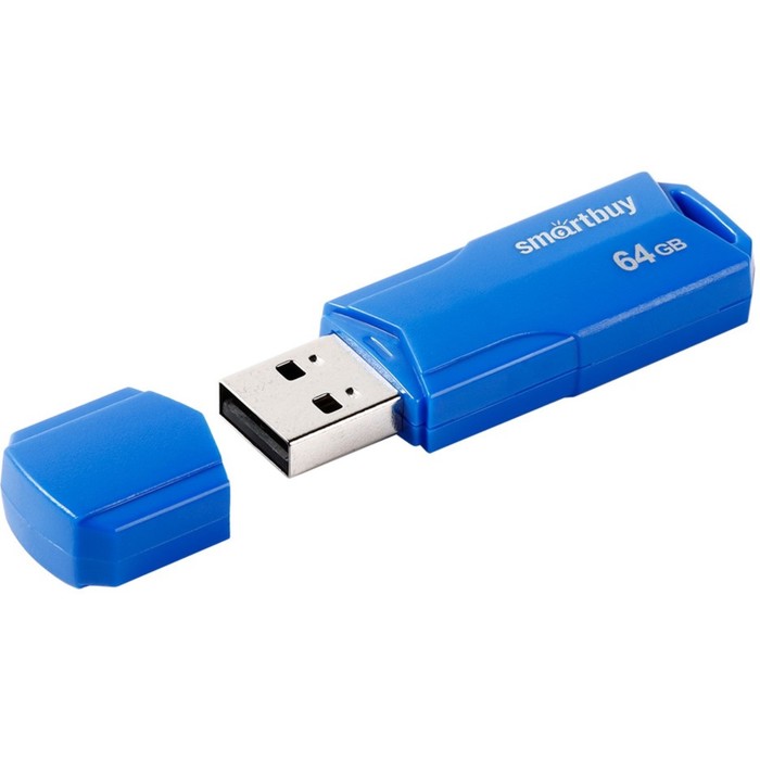 

Флешка Smartbuy 64GBCLU-BU, 64 Гб, USB2.0, чт до 25 Мб/с, зап до 15 Мб/с, Blue