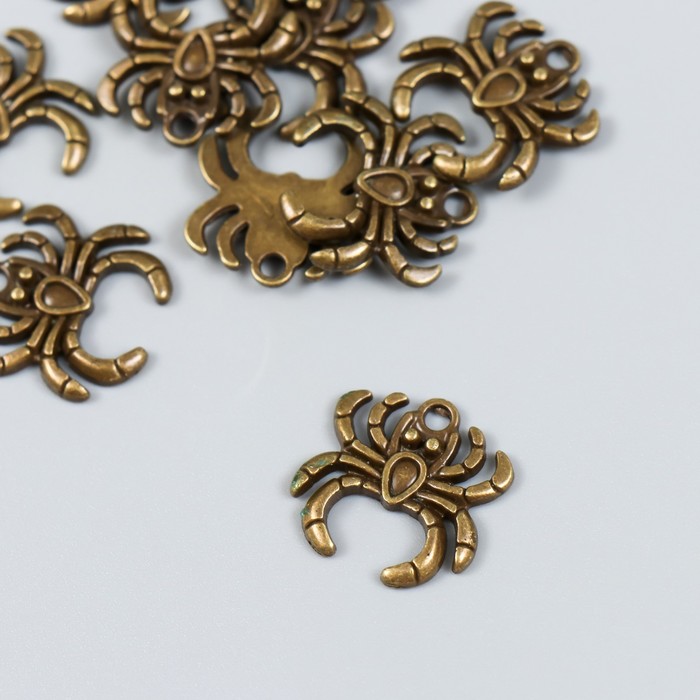 

Декор для творчества металл "Паук" набор 10 шт бронза 1,8х1,8 см, Коричневый