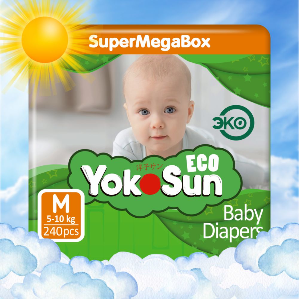 Подгузники детские YokoSun Eco, размер 3/М (5-10 кг), SuperMegaBox 240 шт