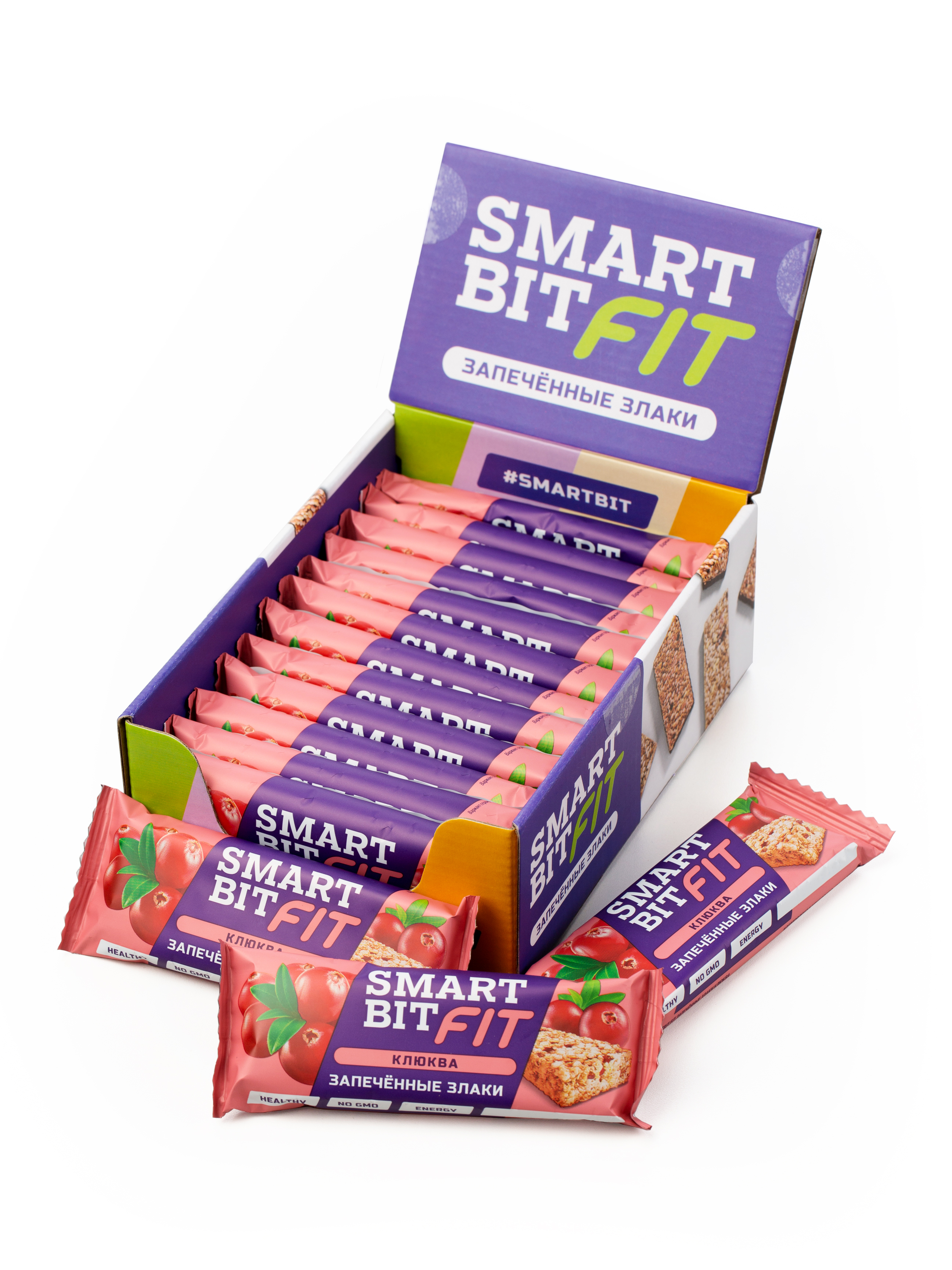 

Батончик SMARTBIT FIT Клюква 15 штук по 45г., Батончик SMARTBIT FIT Запеченные злаки