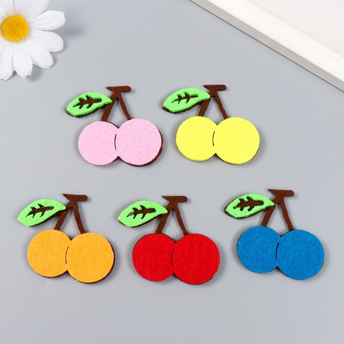 

Арт Узор Декор для творчества войлок "Двойные вишенки" набор 5 шт 5х4,7 см, Разноцветный