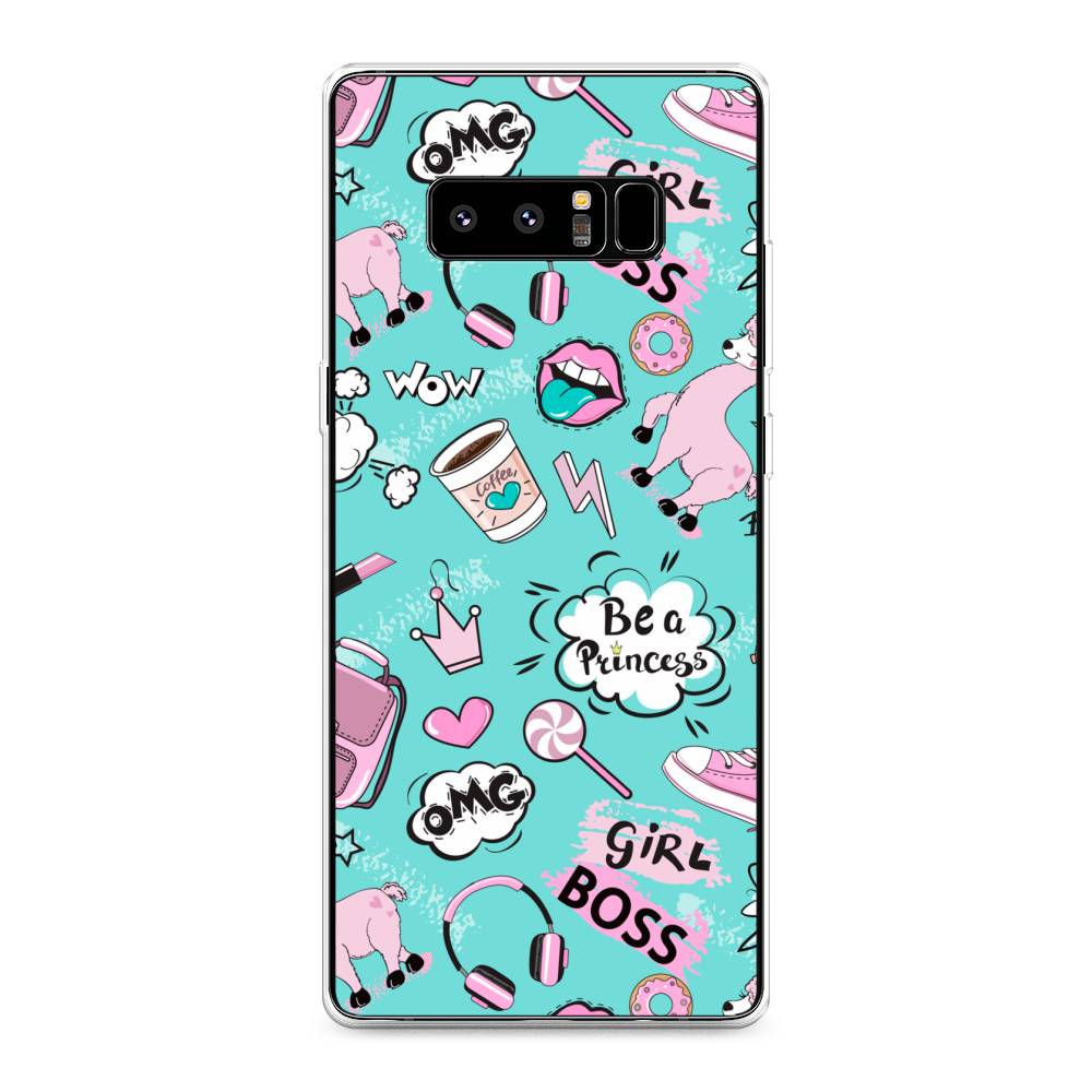 

Чехол Awog на Samsung Galaxy Note 8 "Стильная лама", Голубой;белый;розовый, 25250-1