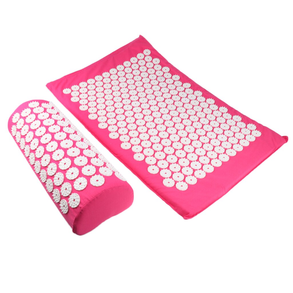 Массажный акупунктурный коврик для ног и валик в чехле (розовый)