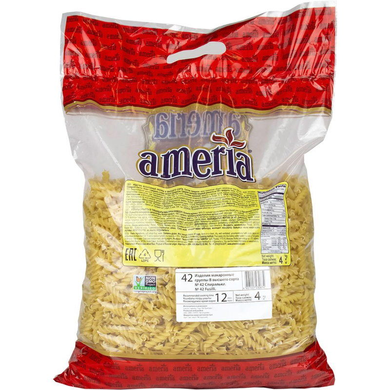 

Макароны Ameria №42 спиральки, 4кг