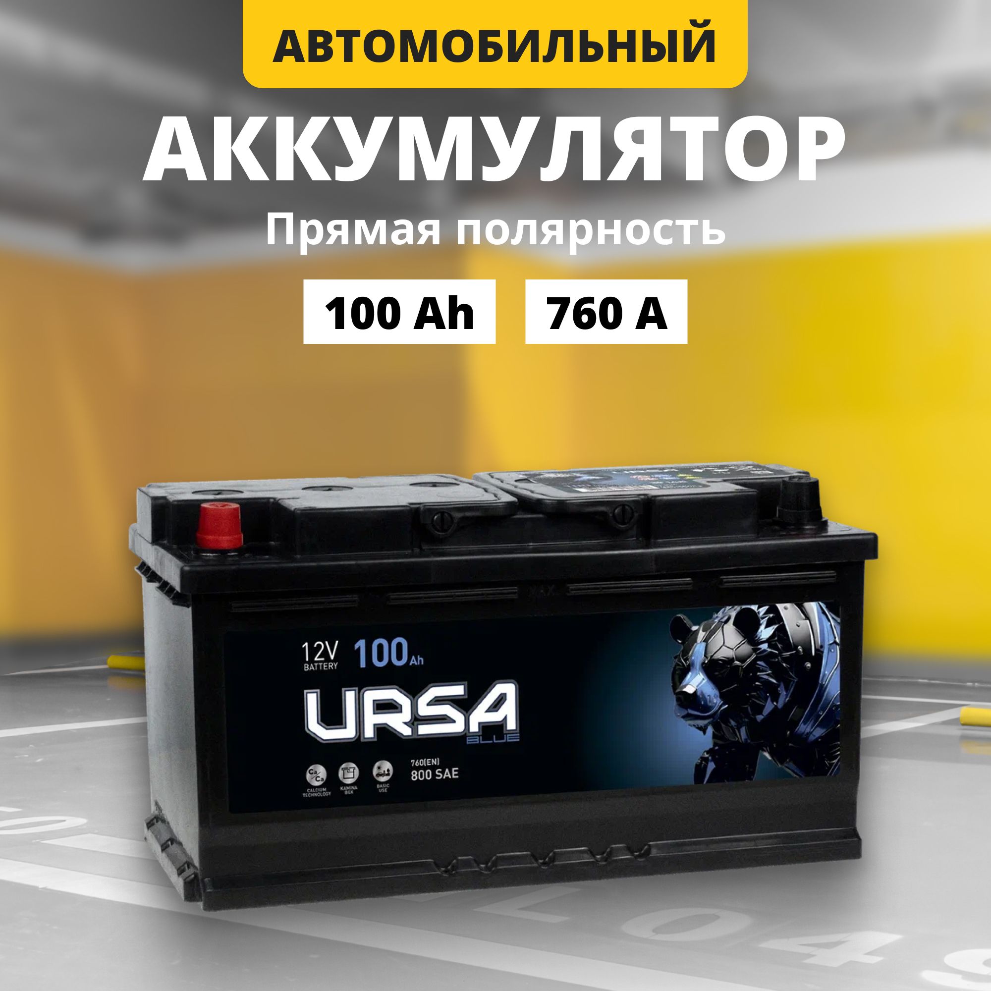 Аккумулятор автомобильный 12v 100 Ah URSA Blue 100Ah 760 A L прям пол 353x175x190 13613₽