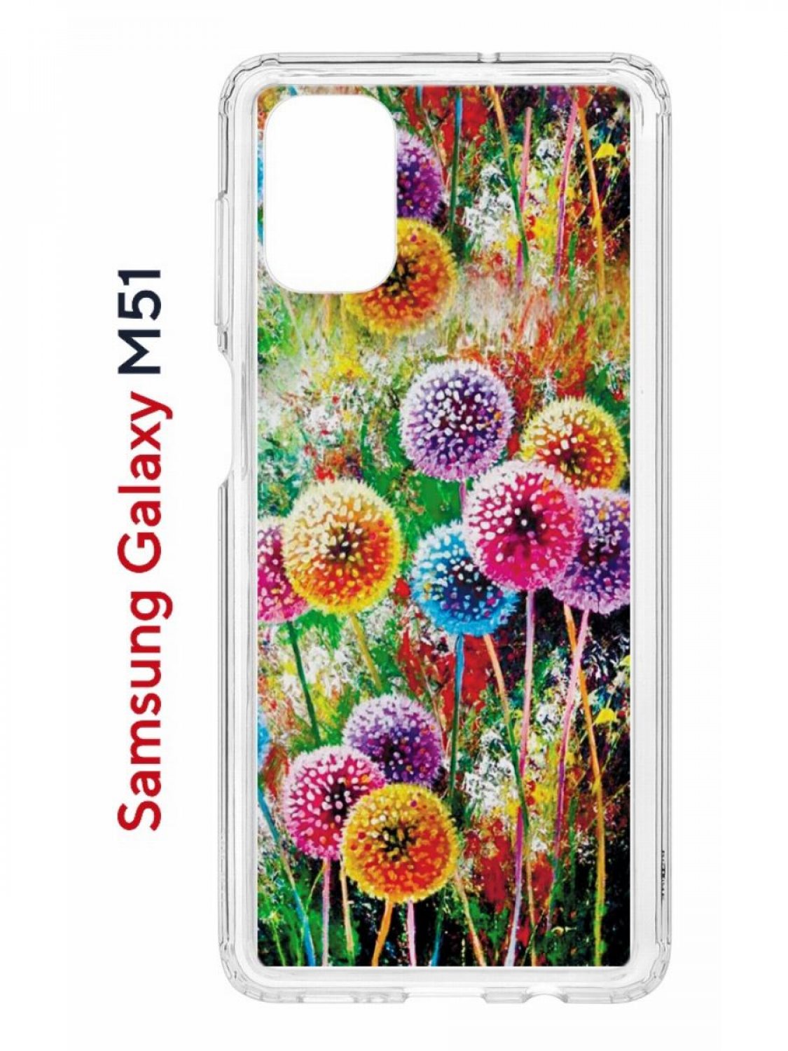 Чехол на Samsung M51 Kruche Print Одуванчики,противоударный бампер,с защитой камеры