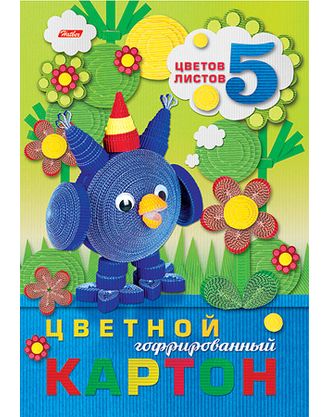 

Цветной гофрированный картон "Совенок", А4, 5 листов, 5 цветов