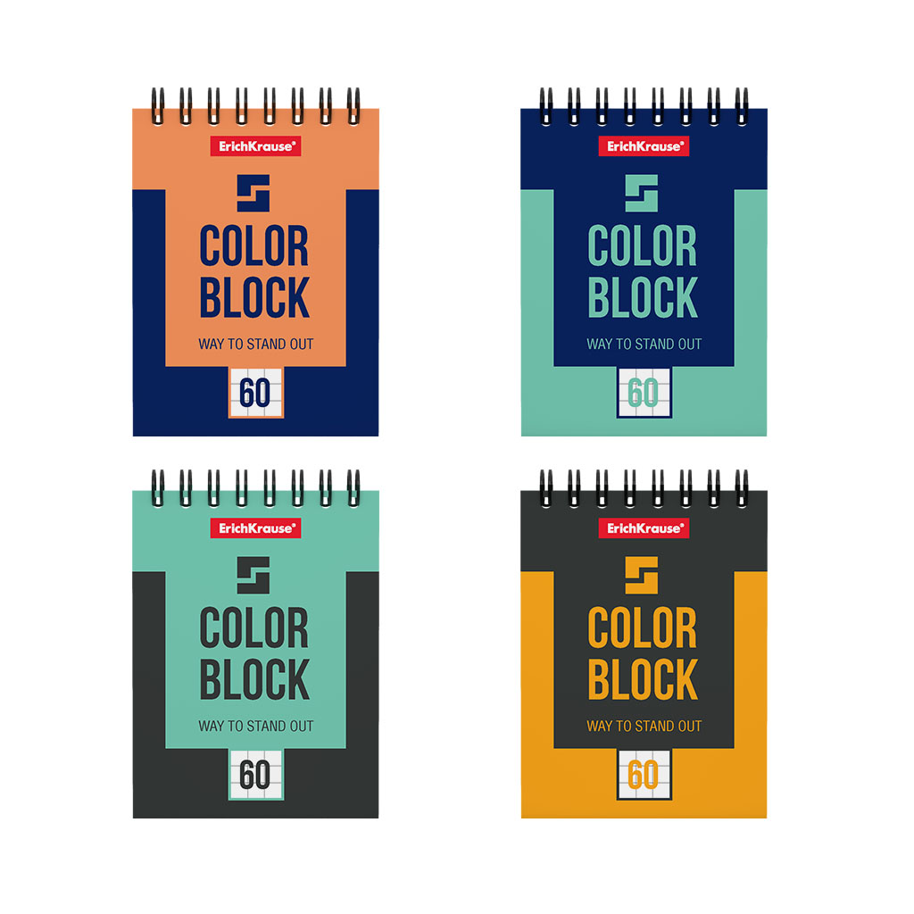 

Блокнот на спирали ErichKrause Color Block, А7, 60 листов, клетка