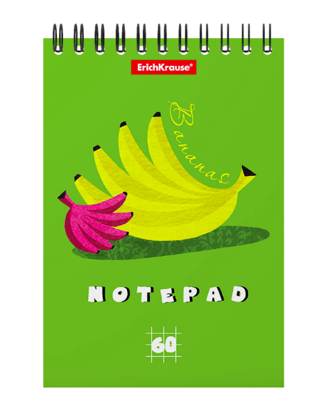

Блокнот на спирали ErichKrause Textile Fruits, А6, 60 листов, клетка