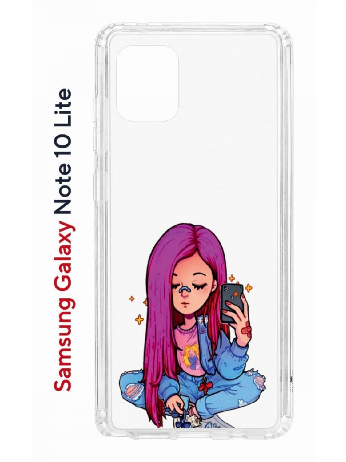 фото Чехол на samsung galaxy note 10 lite kruche print pink hair противоударный бампер кruче