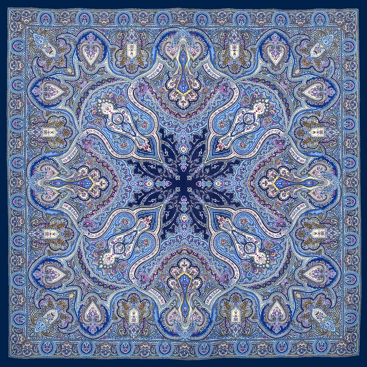 Платок женский Павловопосадский платок 710 синий, 146х146 см