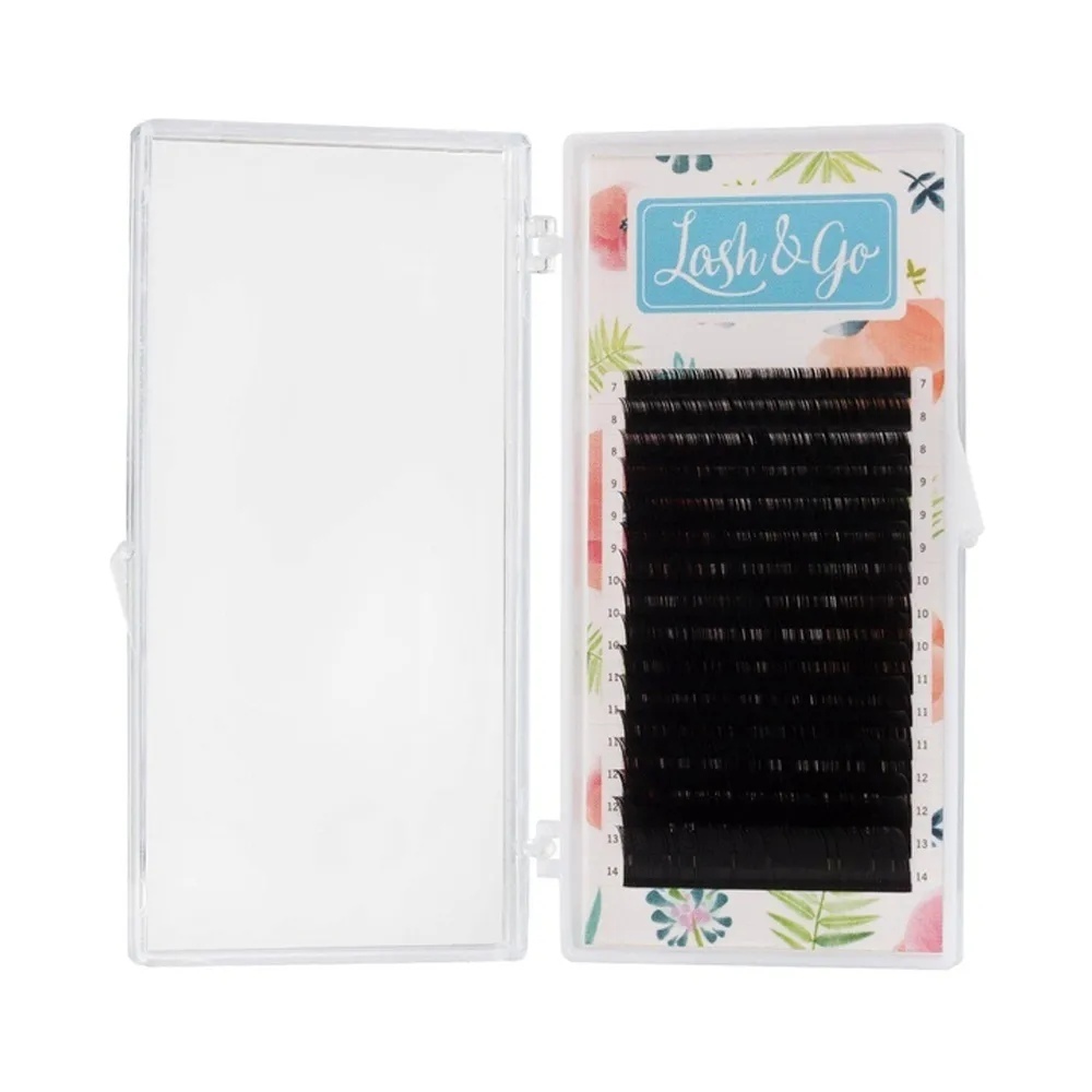 

Ресницы Lash&Go черные 16 линий mix изгиб D толщина 0,12 длина 7-14, Черный