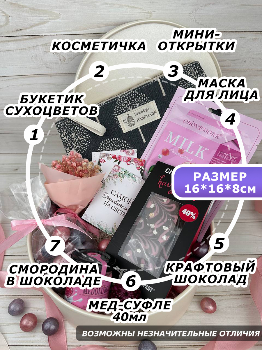 Подарочный набор Wonder me box Зефирное небо - Сияющее для женщин, 7 предметов