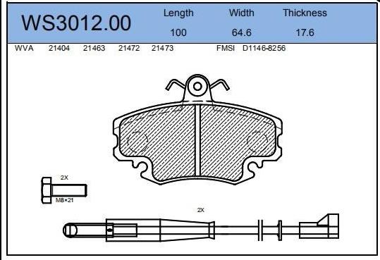 

Тормозные колодки JEENICE передние дисковые WS301200
