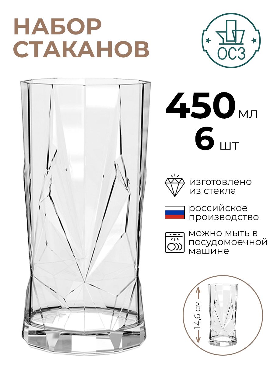 

Набор стаканов OCZ 6шт 450мл, Прозрачный