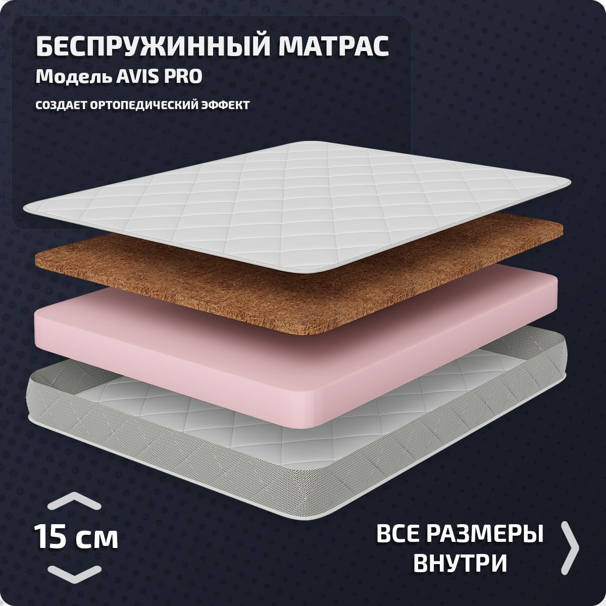 

Анатомический матрас Piterson Avis Pro 100x186, Белый, Avis Pro