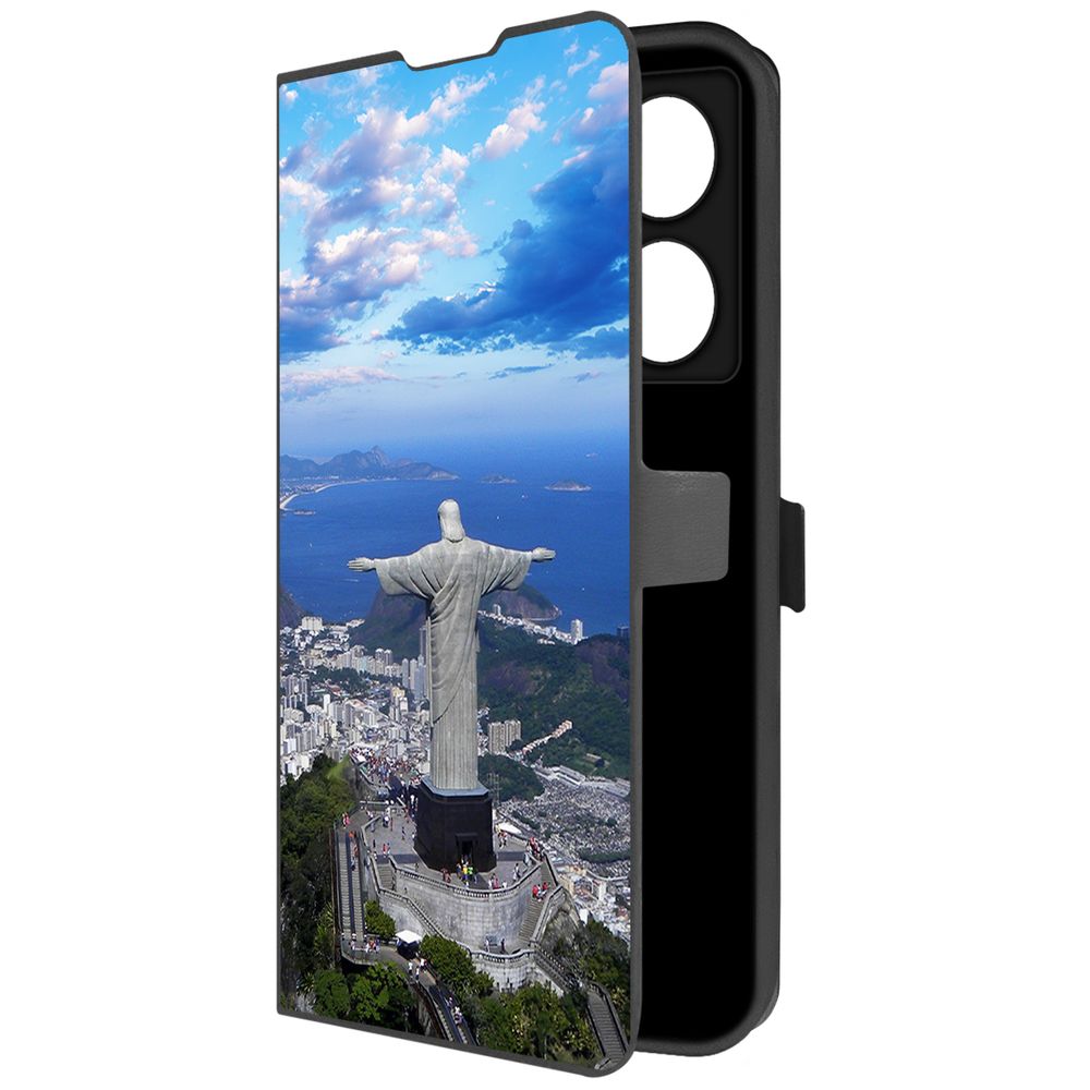 

Чехол-книжка Krutoff Eco Book для INFINIX Note 40 Pro Бразилия, Статуя Христа (черный)