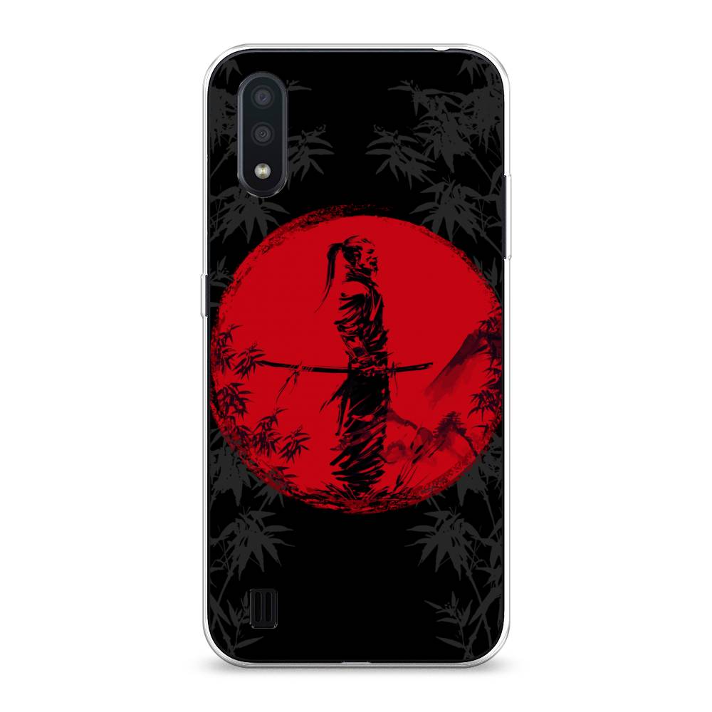 

Чехол на Samsung Galaxy A01 "Самурай на красном фоне", Черный;красный;серый, 29550-4