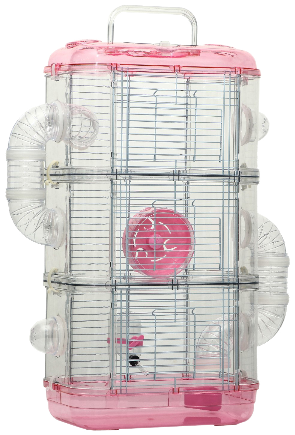 Клетка для грызунов Пижон, 3 этажа, с наполнением, розовая, 32х21х55 см