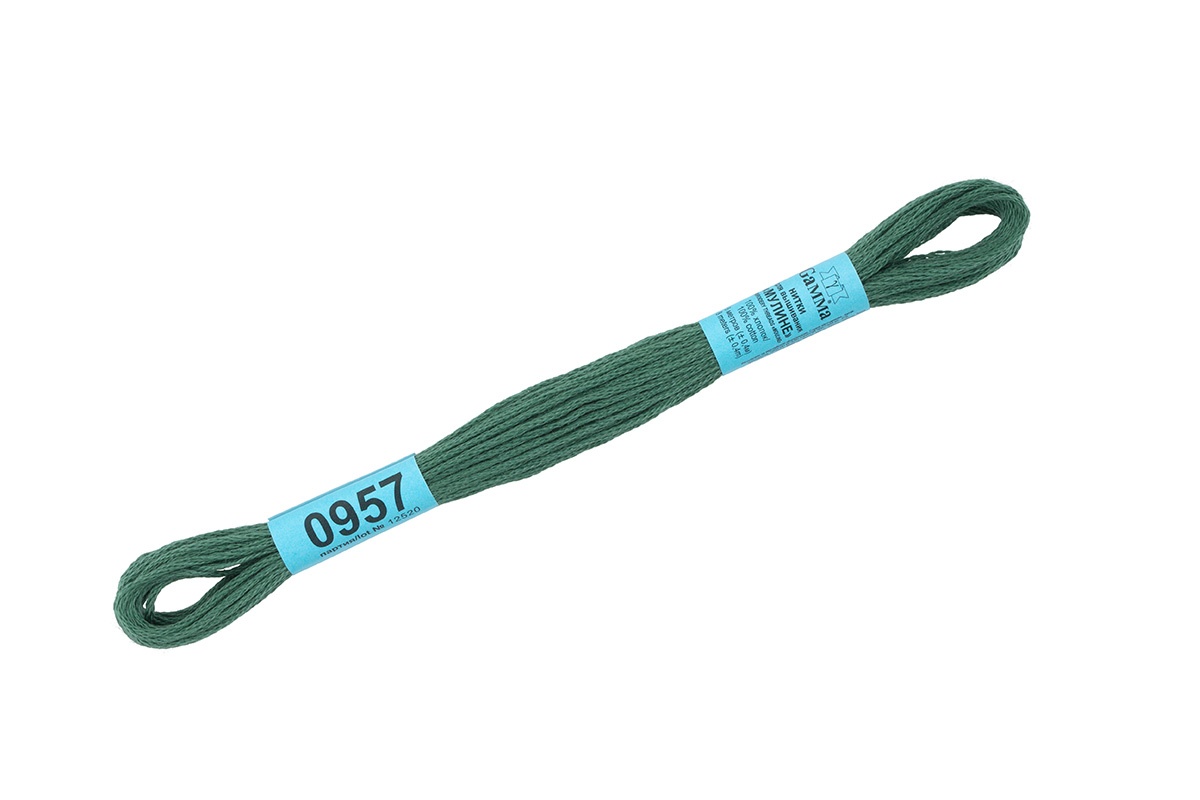 

Gamma мулине, 100% хлопок, 24х8 м, №0957, серо-зеленые, Зеленый