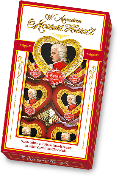 Шоколадные конфеты Reber Mozart Herz'l горький шоколад с марципановой начинкой 80 г