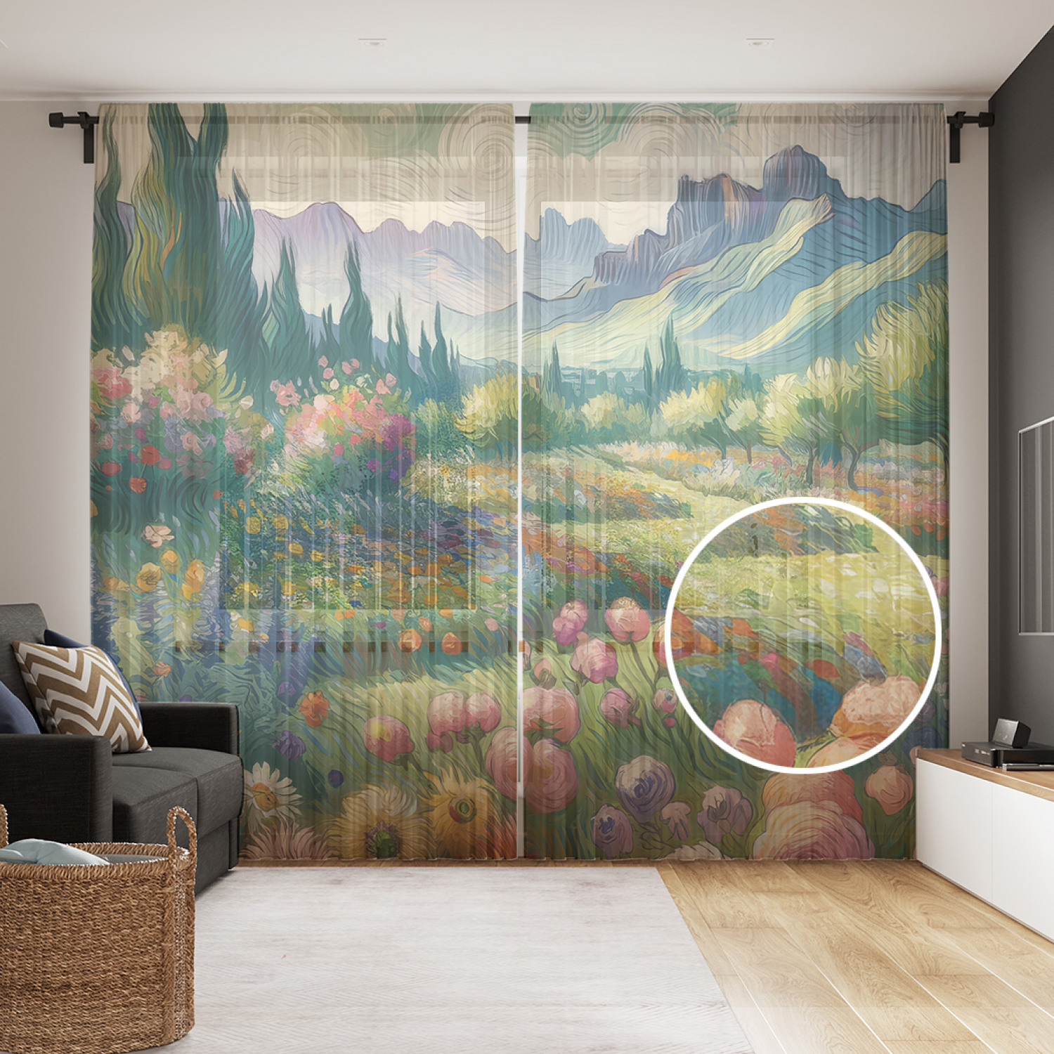 

Тюль Evrika Home сетка JoyArty Цветочный рай 290x265, tul_sd1460_145x265