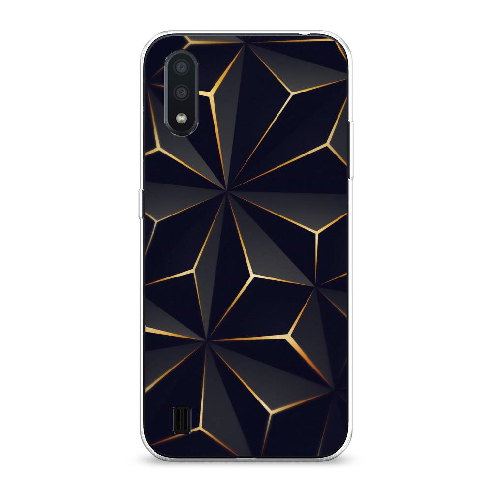 

Чехол на Samsung Galaxy A01 "Черные полигоны", Золотистый;черный, 29550-3