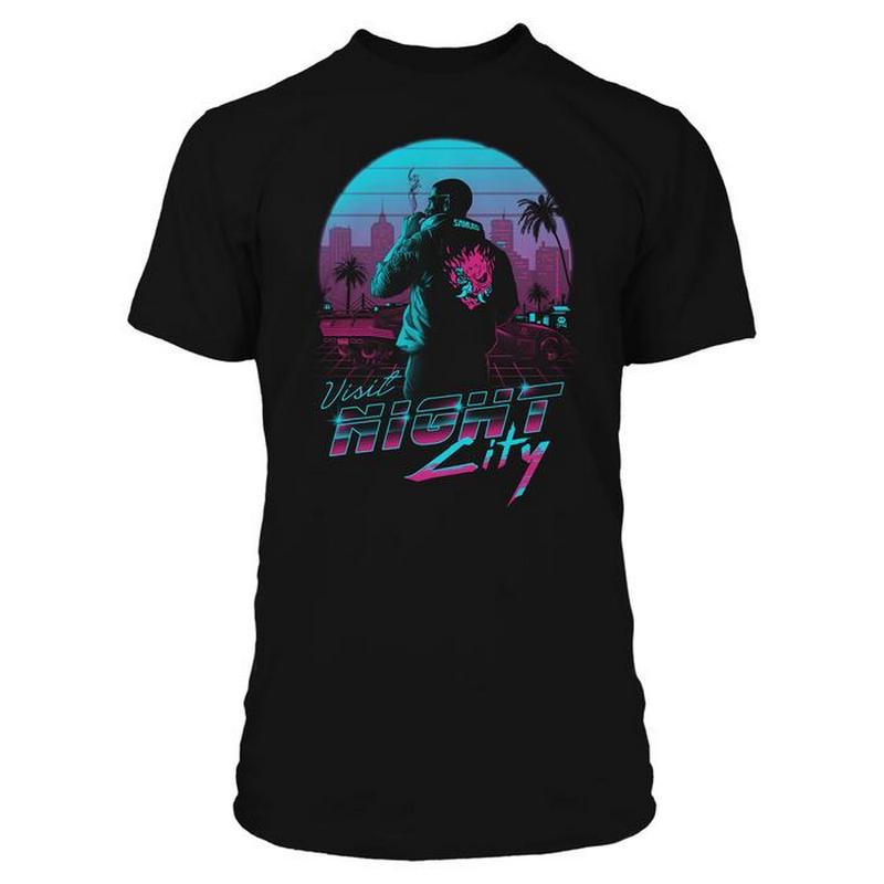 фото Футболка мужская cyberpunk 2077 destination night city premium jinx черная 2xl