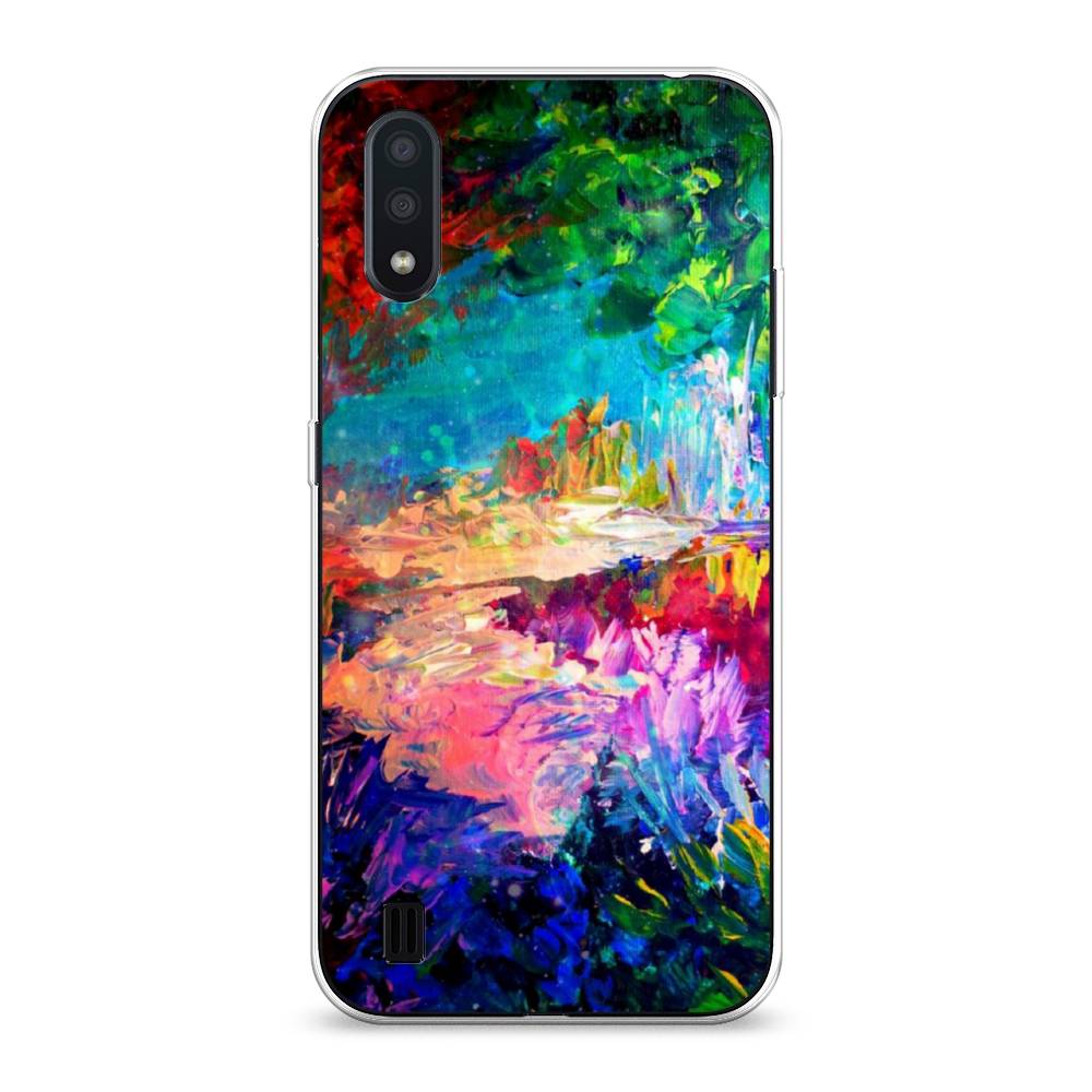 

Чехол на Samsung Galaxy A01 "Лес-гуашь", Синий;розовый;зеленый, 29550-4