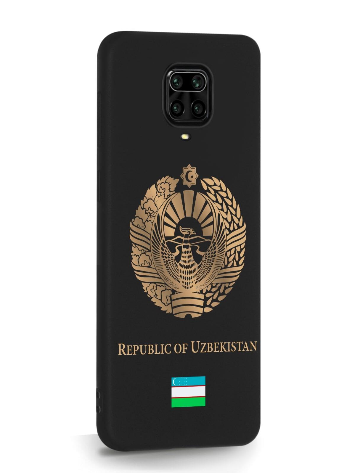 фото Чехол signumcase для xiaomi redmi note 9 pro золотой герб узбекистана черный