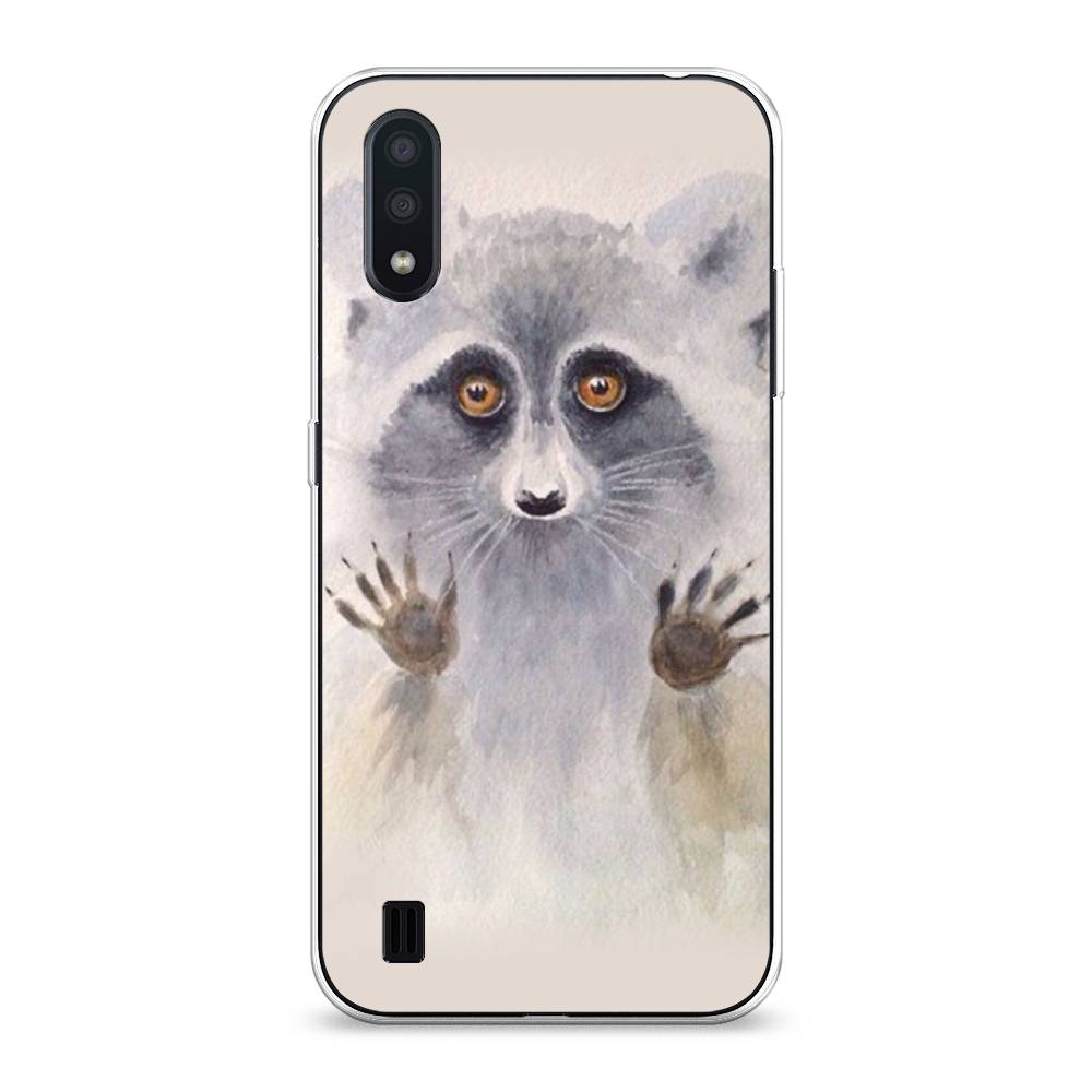 

Чехол для Samsung Galaxy A01 "Енот за стеклом", Бежевый;серый, 29550-4
